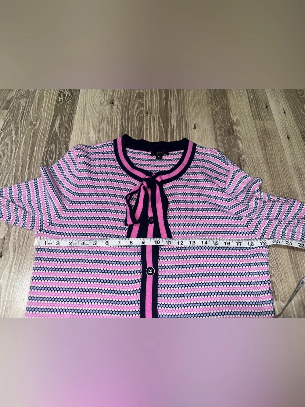 J.Crew pink/blue cardigan Large - Picture 2 of 8